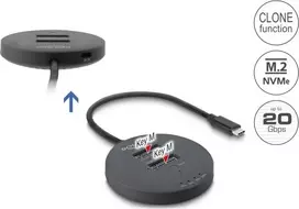 Delock USB 20Gbps M.2 Docking Station for 2 x M.2 NVMe PCIe SSD with Clone Function