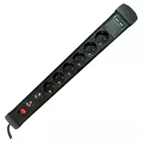 M-CAB SOCKET STRIP 6S PVC 1.5M 2U BK SURGE AND OVERLOAD PROTECTION