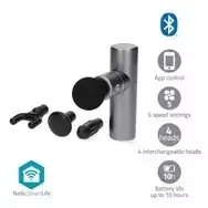 Nedis SmartLife masažinis pistoletas su 5 režimais, 4 antgaliais, Bluetooth, juodas