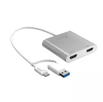 j5create JCA365-N USB-C į dvigubą HDMI kelių monitorių adapteris - 3.2 Gen 1 - USB-A ir USB-C - 4K 60Hz