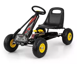 MILLY MALLY Pedal Go-Kart Thor Black, Steel Frame, EVA Foam Wheels, Hand Brake, Forward/Reverse, for Kids 3-8 Years, Max Load 30 kg