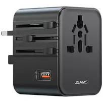 USAMS Travel Adapter 25W 4in1 US/AU/EU/UK Black CC309