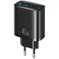 USAMS T70 40W 2xUSB-A 2xUSB-C Black Wall Charger