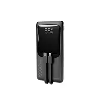Gembird PB10-PD20-LCD-01 Greitasis Įkrovimo Power Bank su Integruotais Laidais, 20W, 10000 mAh, Juodas
