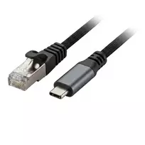 Synergy 21 USB 3.2 Type-C į RJ45 Gigabit Ethernet adapterio kabelis 2,0m juodas tekstilinis