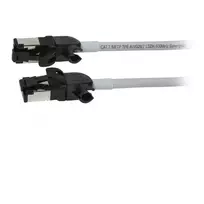 Synergy21 Patch Cable RJ45, CAT6A 500 MHz, 0.25 m, Grey, S/FTP, Slimline Round d=4.5 mm, TPE/LSZH (Superflex), AWG28, su CAT7 Raw Connectors, Rotatable Connector