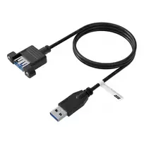 EFB USB 3.0 prailginimo kabelis A-A, kištukas–lizdas, skydiniam montavimui, 0,5 m, juodas