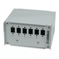 Synergy21 Šviesolaidinis skirstomasis skydelis DIN bėgiui, 6x LC-Duplex/SC-Simplex adapteriams, be movų, šviesiai pilkas (RAL 7035)
