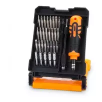 Synergy 21 25-in-1 Precision Screwdriver Set su antgaliais, pincetu, atidarymo įrankiais, siurbimo taurele, SIM išstūmimo adata, prailginimo strypeliu, magnetiniais antgaliais, besisukančiu dangteliu, S2 legiruoto plieno antgaliais, aliuminio rankena, pla