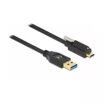 Delock USB 10Gbps laidas, Type-A kištukas į USB Type-C™ kištuką su varžtiniu fiksatoriumi viršuje, 2 m, juodas
