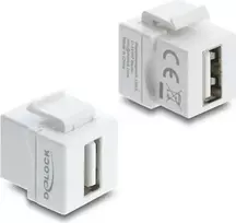 Delock Mini Keystone Module Coupler USB 2.0 Type-A Female to Female White 91080