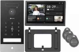 EZVIZ HP7 Pro 4K IP vaizdo domofono komplektas su 7 colių jutikliniu monitoriumi, Wi-Fi 6, delno skaitytuvu, veido atpažinimu, RFID, IP65 lauko stotele