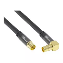 Good Connections SmartFLEX SAT antenos kabelis, IEC/Coax kampuotas kištukas į lizdą, paauksuotas, keturgubai ekranuotas, 120 dB, juodas, 1,5 m (GC-M2072)