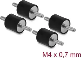 Delock Vibracijos slopintuvas M4 x 0,7 mm D 15 x A 15 mm su 2 srieginiais kaiščiais 4 vnt. Juodas (60799)