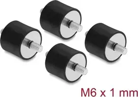 Delock Vibracijos slopintuvas M6 x 1 mm D 25 x H 20 mm su 2 išoriniais sriegiais, 4 vnt., juodas (60815)