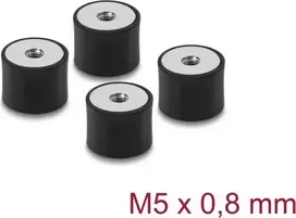 Delock Vibration Damper M5 x 0.8 mm D 20 x H 15 mm with 2 x Internal Thread 4 Pieces Black