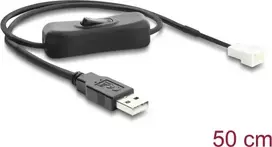 Delock Fan Cable USB 2.0 Type-A Male to 3-Pin (2 Pins Wired) Fan Connector Male with Switch 50 cm (91232)