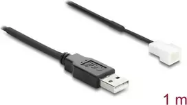 Delock USB 2.0 Type-A Male to 3 Pin Fan Connector Cable, 1 m, Black