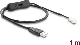 Delock USB 2.0 Type-A Male to 3-Pin Fan Power Cable with On/Off Switch 1 m (91233)