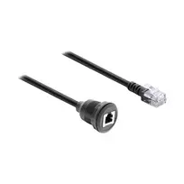 Delock RJ12 vyriškas į RJ12 moterišką skydinio montavimo kabelis 50 cm juodas