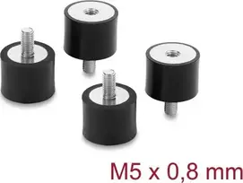 Delock Vibracijos slopintuvas M5 x 0.8 mm D 20 x H 15 mm su vidiniu ir išoriniu sriegiu, 4 vnt., juodas (60819)