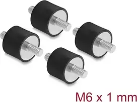 Delock Vibration Damper M6 x 1 mm D 20 x H 15 mm with 2 x External Thread 4 Pieces Black (60814)