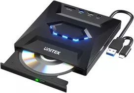 Unitek Išorinis DVD/CD Rašytuvas, USB 5Gbps Hub, SD Kortelių Skaitytuvas T1037A01