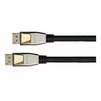 GoodConnections Python DisplayPort 2.0 laidas 0,5 m juodas, pilno metalo jungtys, 54Gbit/s, UHBR 13.5, 4K 240Hz, 8K 60Hz