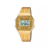 Casio A168WG-9WDF Vintažinis universalus skaitmeninis laikrodis su nerūdijančio plieno apyranke, auksinis