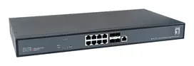 LevelOne 12-Port L3 Managed 10-Gigabit Switch, 8 x 1G/2.5G/5G/10G RJ45, 4 x 1G/2.5G/10G SFP+ Uplinks, 240Gbps Non-Blocking Fabric, 19-Inch Rackmount