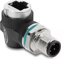 Delock M12 Adapter D-coded 4 Pin Male to RJ45 Female Panel Mount Round 90° Angled (90664)