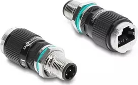 Delock M12 Adapter D-coded 4 Pin Male to RJ45 Female Panel Mount Straight