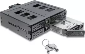 Delock 5.25 inch montavimo rėmelis 4 x 2.5 inch SATA arba SAS HDD / SSD su užraktu