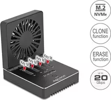 Delock USB 20Gbps M.2 Docking Station for 4 x M.2 NVMe PCIe SSD with Clone and Erase Function