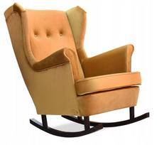 ARI skandinaviškas supamasis fotelis "Family Furniture", auksinės garstyčių spalvos