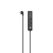 HAMA Power Strip su 2 Schuko lizdais, 1.4m laidu, 2 USB-C ir 1 USB-A, 65W Power Delivery, juoda