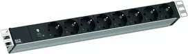 Bachmann 19 inch 1U 8x CEE7/3 PDU su apsauga nuo viršįtampių, 2,0 m kabelis, šviesiai pilka (RAL 7035) 800.3932