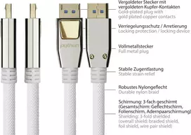 GOOD CONNECTIONS PREMIUM DisplayPort 2.0 laidas, 54Gbit/s, UHBR 13.5, 4K @240Hz / 8K @60Hz, pilno metalo jungtis, varis, 3m