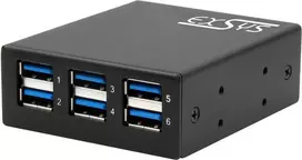 Exsys USB 3.2 Gen 1 Hub su 15kV ESD apsauga, DIN bėgelio tvirtinimu, 6 prievadų (EX-11246HMS)