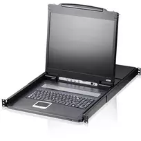 ATEN CL1308N LCD KVM Console su 8 prievadų KVM jungikliu - 19 inch LCD, PS/2 ir USB, VGA, 1280x1024, juoda, 1U montuojama į stelažą