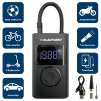 Blaupunkt TPM 124 Belaidis oro siurblys su įkraunama ličio jonų baterija 10.3 Bar 150 PSI skaitmeninis LED