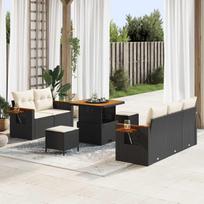 Garden Sofa Set 8 pcs Black Poly Rattan