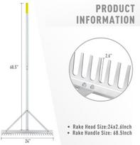 Aliumininiai grėbliai 24 dantų, kotas 173 cm, lengvi ir nerūdijantys, sidabriniai — sodo įrankiai, smėlio grėbliai, žemės lyginimas, žvyro grėbliai, sodo technika, sijojimo grėbliai, vejos įrankiai