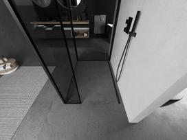 Mexen Kioto dušo siena Walk-in 100 x 80 x 40 cm, juodas rėmas, juoda - 800-100-080-221-70-70-040