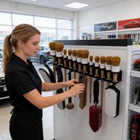 Automobilio detaliavimo šepetėlių laikiklis, erdvę taupantis įrankių laikiklis, sieninis šepetėlių laikiklis, automobilio detaliavimo įrankių laikymo lentyna juoda