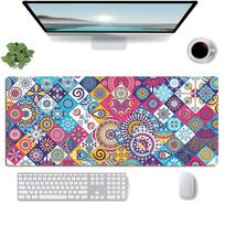 Large Mouse Pad Ethnic Flower Laptop Office Game Special Non-slip Rubber Table Mat 300*600*2mm