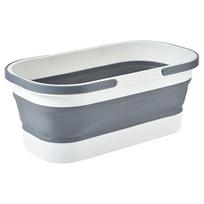 Foldable Laundry Basket with Wheel Cleaning Bucket with Handle Space Saving for Camping Traveling Picnic pilka