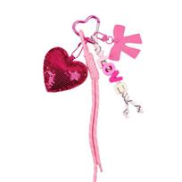 Creative Heart-shaped Love Keychain Bag Accessories Key Ring Love Pendant Cartoon Fashion Braided Rope Pendant Birthday Gift rožinė
