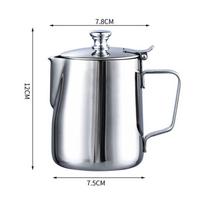 Stainless Steel Milk Frother Pot: Perfect For Latte Art & Creamy Coffee Handheld Design With Lid, Easy To Grip And Tilt