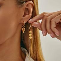 SHIXIN Trendy Asymmetric Love Heart Drop Earrings for Women Retro Gold Color Beaded Pendant Earrings Party Jewelry Accessories